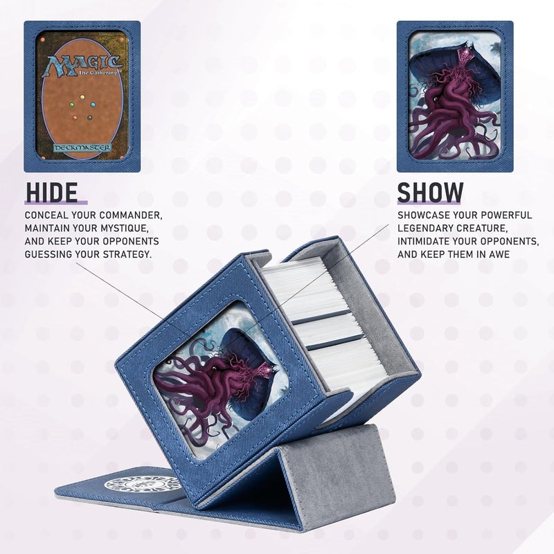 Infinity Guard Card Deck Box for MTG with Commander Display for 100+ Double Sleeved Cards, Magnetic Card Storage Box Fits for TCG Sports Trading Cards (Blue Purple&Grey) - Image 5